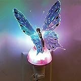 MOOBOM光ファイバーバタフライLEDの色変更ナイトライトランプパープル
