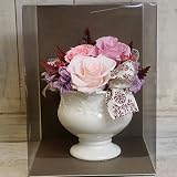 結婚祝いの贈り物に！高級感ある陶器に3色の鮮やかなバラでアレンジしました！プリザーブドフラワーアレンジメント クリアケース付 ギフト プレゼント フラワーアレンジ 花 ブリザーブドフラワー 還暦祝い 