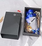 mikketa フラワーソープ バラ 花束 プレゼント ギフトボックス入り ソープフラワー 誕生日 母の日 ホワイトデー (ブルー × ブラック外箱)