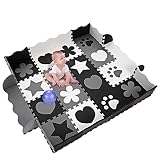 dtemple Baby Playマット – 非毒性Thick Foam Large withゲートフェンスクロール再生マットfor in / outドア、米国株式。 ホワイト