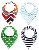 Matimati Baby Bandana Drool Bibs with Snaps for Boys | 4-Pack Absorbent Cotton | Unique Baby Gift Se