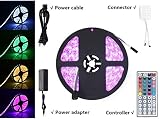 Wisdomcreate 5M Waterproof LED Strip Light with 44 Keys and 20 Colors 5050 SMD RGB LED Rope Lighting