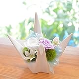 [florence du]プリザーブドフラワー お供え用 鶴デザイン陶器アレンジメント 仏花 お悔やみ 仏壇 お彼岸