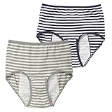 西松屋 [EDM] 2枚組産褥ショーツ（ボーダー柄/ネイビー＆グレー） 【M-L・L-LL】　L-LL