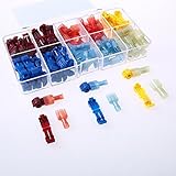 AIRIC 120pcs T-Tap Wire splice Connectors Tap In Crimp Quick Splice Self-stripping with Nylon Fully 