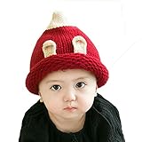 お出かけ お散歩 赤ずきん 風 帽子 ニット男の子 女の子 兼用 防寒 防風 アウター ベビー キッズ 赤ちゃん 幼児 子供 服 ギフト 帽子 キャップ (レッド)