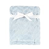 Hudson Baby Burnout Plush Blanket, Blue Chevron, 30 x 40 by Hudson Baby