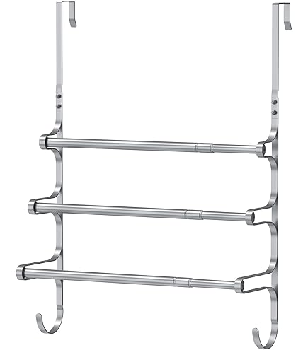 Livabber 3-Tier Over-the-Door Towel Rack – All Metal, Black, With Hooks, 19.37"x5.9"x24.4" – No-Drill Bathroom Storage
