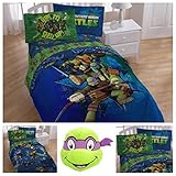 Teenage Mutant Ninja Turtles TMNT Bedding Comforter Set with Sheets and Character Pillow - Twin [並行輸