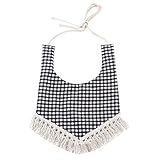 Domybest可愛いベビー食事用エプロン　水玉柄　ボーダー柄　花柄 タッセル　よだれかけ　赤ちゃん 幼児　お食事練習 お絵描き　保育園用などに最適　多種類選択可能 (D)