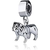 BOLENVI Bulldog Bull Bully Dog 925 Sterling Silver Clip-On Dangle Pendant X Charm Bead For Pandora & Similar Charm Bracelets 