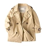 [FERE8890] 男の子 ウインドブレーカ 折り襟 秋服 ダブルのボタン コート カジュアル キッズ ジャケット 可愛い トップス キッズ ベビー カッコイイ カーキ 身長90CM左右