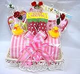 ご出産お祝い＜おむつケーキ＞　人気のロールケーキ風のかわいいおむつケーキ　おむつロールC (女の子用PK））