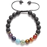 Celokiy 7 Chakra Lava Rock Essential Oil Diffuser Bracelets for Women Men Religion Healing Aromatherapy Bracelet - Relax,Bala