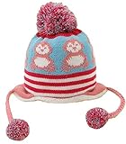 【SCGEHA】赤ちゃん ニット帽 あったか モコモコ 耳あて ボンボン ボア ひよこ カラフル 秋冬 防寒 ５色 耳まですっぽりあったか帽子♪（ピンク）