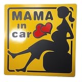 (ロキリフ) MAMA IN CAR 妊婦 乗車中 マグネット ステッカー ( 四角 安産 婦人 12cm )