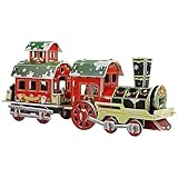 FINGOOO クリスマス 立体パズル 3D 景品 クラフト 工作 モデル 組み立て プレゼント 贈り物 雑貨 置物 DIY 説明書付き 6歳以上対象 (列車)