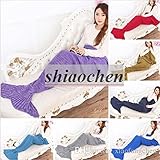 10 大人の寝袋毛布人魚姫のハンドメイドのかぎ針編み毛布マーメイドテール繭マットレスソファニット毛布 195 * 95 は、 1234 p 10 人魚姫の尾のセット