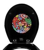 新しいブラックMolded木製円形トイレシート、ロゴを選択できるの Decal On Bottom of Seat FC-BKToilet-BotDecal-Avengers