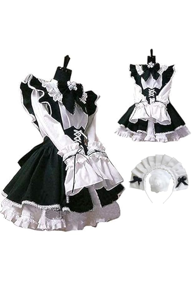 Amazon.co.jp: メイド服 ゴスロリ コスプレ衣装 ロリータ ウェイトレス