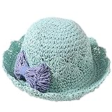 Ruideng 女の子は帽子弓王女の日帽子ビーチ帽子わら (Green)