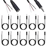 Xiatiaosann 3.5mm ジャック - 裸線 オープン エンド TRS 3極 ステレオ メス & オス プラグ 1/8インチ 3.5mm ジャック プラグ コネクタ オーディオ ケーブル ヘッドホン スピーカー ホーム ステレオ ケーブル修理用 (10個)