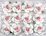 磁器Bisque 1 "ホワイトとピンクバラ追加Beauty to many creative crafts ( 12 / Pkg )