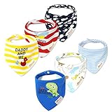 スタイ ビブ ベビー 花柄 三角 バンダナ 柔らかい おしゃれ スナップ よだれかけ サイズ調整可能 男女兼用 出産祝い 贈り物 6枚セット (Eセット)