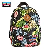 (イエローフェイス)YellowFace キャンバス素材キッズリュック アロハブラック柄 Mサイズ