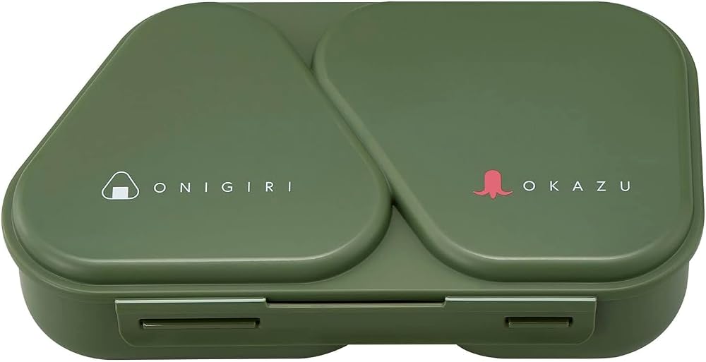 OSK(オーエスケー) おにぎりランチケース 弁当箱 カーキ 465ml 日本製 おにぎらず おかずも入る 電子レンジ対応 押し型付 シンプル おしゃれ 抗菌 時短 簡単 LS-15
