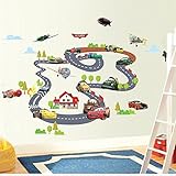 1 サイト高速道路のトラックの車壁ステッカー子供の部屋の壁の装飾の赤ん坊の部屋の家の装飾の壁紙のピース