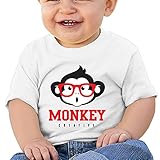 幸せな漫画猿の頭 めがね子供服 ベビーTシャツ 半袖 男の子 女の子 クルーネック カジュアル