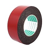 uxcell　スポンジテープ　粘着テープ　スポンジフォームテープ　片面　レッド　50x1mm　10M