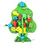 Vktech クリスマスツリー　子供キッズ 知育玩具 指先トレーニング 木製ミニ 果物　ビーズ編みおもちゃ