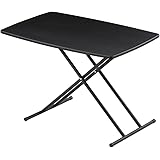 ぼん家具 昇降式テーブル ダイニングテーブル 幅85×奥行55×高さ27～56.5cm 5段階 高さ調整 デスク リフトテーブル 机 ブラック