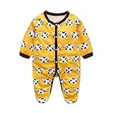 EC新生児赤ちゃん女の子長袖Milch Cow Printロンパースジャンプスーツ服 カラー: イエロー
