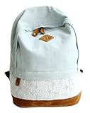 shot-in New Girls Vintage Denim Satchel Backpack Rucksack Shoulder School Bag (Wathet Blue) [並行輸入品]