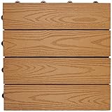 木の風合に抜群の耐候性 ウッディスケープ フロアパネル 木目調タイプ ライトブラウン 30cm角 1枚 リアル人工木 WPC-106-LBR