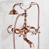 A アンティークの浴槽の蛇口完全な銅の浴槽の蛇口のシャワースイートコンチネンタルレトロシャワーの蛇口 ( 色 : ピンクゴールド ぴんくご゜るど )