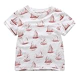 Cutelove 子供服 Tシャツ 上着 シャツ 半袖 ヨット柄 男の子 ベビー 可愛い 夏 柔らかい おしゃれ