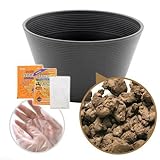14号 プロが考えた睡蓮鉢(メダカ鉢) グレー + ビオの土(水草の粘土) 6L(3L×2) + 固形栄養素 + カルキ抜き