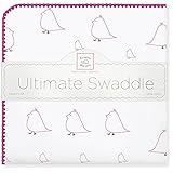 SwaddleDesigns Ultimate Swaddle Blanket, Made in USA, Premium Cotton Flannel, Bright Pink Mama and B