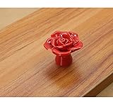 キャビネット引き出しキッチン食器棚プルハンドルヴィンテージローズフラワーセラミックノブ(レッド)