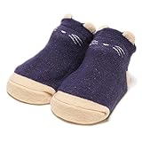 ネコモチーフカップソックス 紺 11-13cm