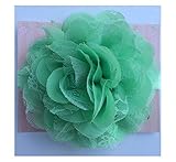 5 Large Lace Shabby plush Flower baby PoshNPretty headband - Mint by PoshNPretty