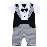 （イーエフイー）EFE　ベビー　ロンパース　ベビー服　フォーマルスーツ　蝶ネクタイ　幼児　新生児　男の子　フォーマル　セレモニー　ボディスーツ　出産祝い　写真撮影 ブラック＆ホワイト 70