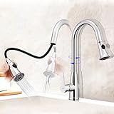 Homdox キッチン用水栓 伸縮ノズル ソフト 節水 360°回転 台付 シングルレバー混合栓 シャワーヘッド付き 取り付けホース レバー 冷温切り替え ステンレス ホース 蛇口台所 洗面 (A)