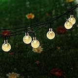 LiteXim 16.4ft Outdoor Solar String Lights 30 LED Warm White Crystal Ball Solar Powered Globe Fairy 