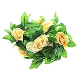 壁掛け インテリア アンティーク 雑貨 造花 人工 フェイク 壁掛 グリーン 緑 植物 吊り人工の偽のバラの花 緑の葉 花輪 ホーム飾り用　結婚式用　シャンパン