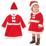 (ビモラ)VIMORA クリスマス 子供服 帽子付き 赤ちゃん サンタ コスチューム 女の子 男の子 寝相 衣装 着ぐるみ ベビー服 (100cm, 女の子)